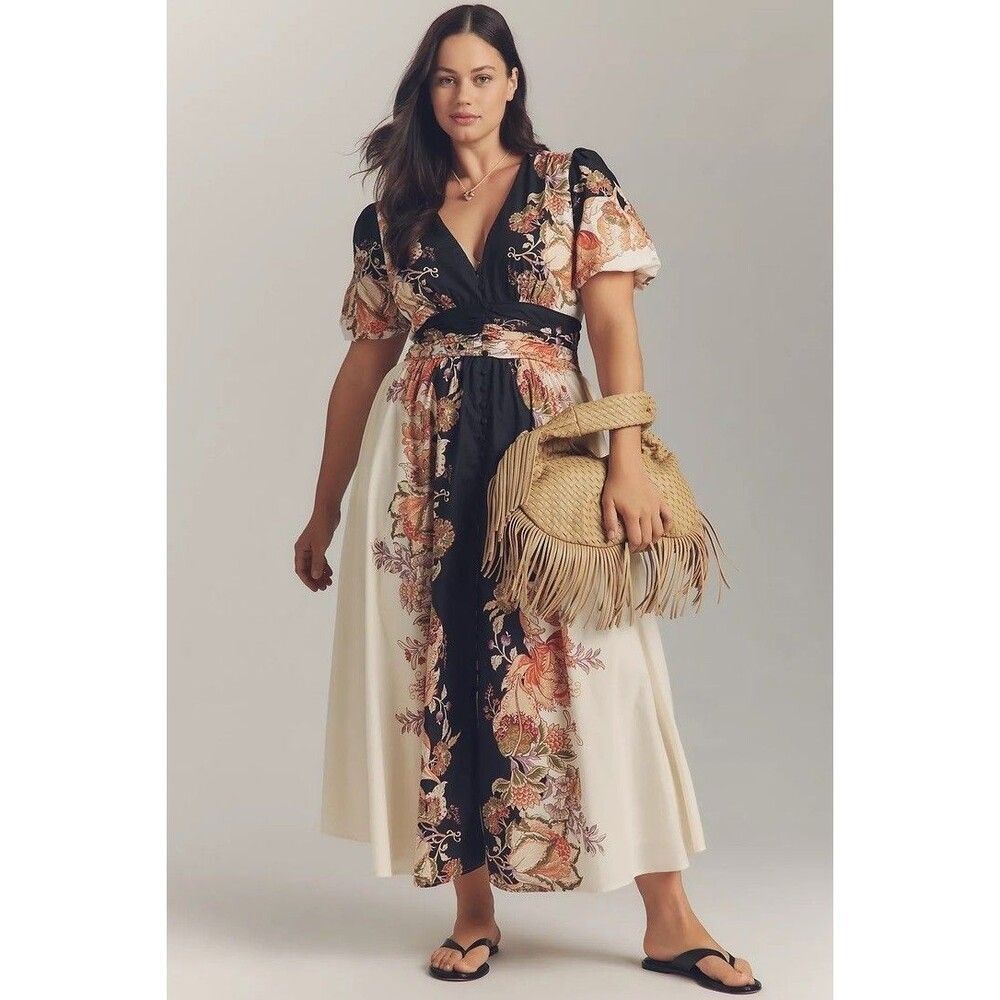 Anthropologie The heynasreen Katerina Button-Front Dress 1X NEW - Picture 6 of 9